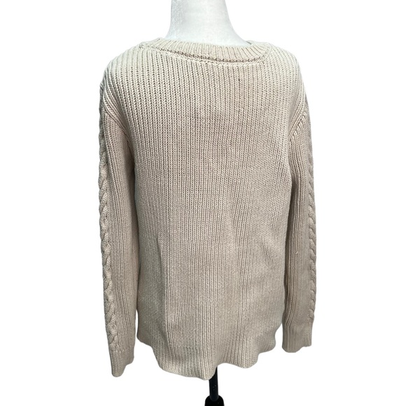 Yaya Cotton Beige Multi-Textured Pullover Sweater Size M - Picture 6 of 10